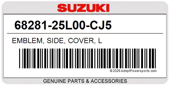 Suzuki 68281-25L00-CJ5 Emblem, Side, Cover, L