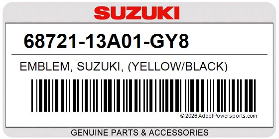 Suzuki 68721-13A01-GY8 Emblem, Suzuki, (Yellow/Black)