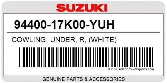 Suzuki 94400-17K00-YUH Cowling, Under, R, (White)