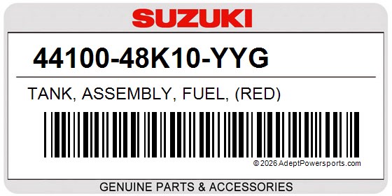 Suzuki 44100-48K10-YYG Tank, Assembly, Fuel, (Red)