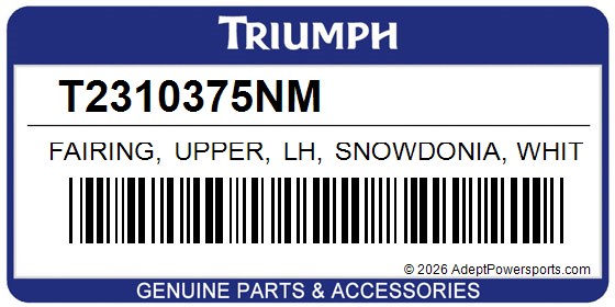 Triumph T2310375NM Fairing, Upper, Lh, Snowdonia, White