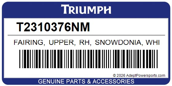 Triumph T2310376NM Fairing, Upper, Rh, Snowdonia, White
