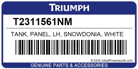 Triumph T2311561NM Tank, Panel, Lh, Snowdonia, White