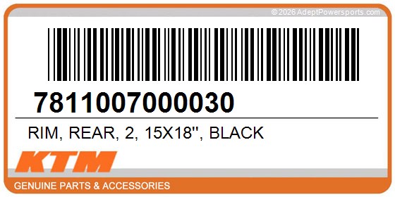 KTM 7811007000030 Rim, Rear, 2, 15X18'', Black