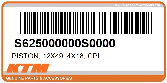 KTM S625000000S0000 Piston, 12X49, 4X18, Cpl