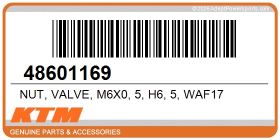 KTM 48601169 Nut, Valve, M6x0, 5, H6, 5, Waf17
