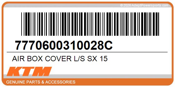 KTM 7770600310028C Air Box Cover L/S Sx 15
