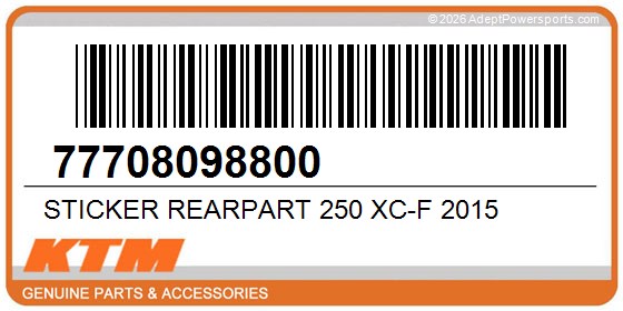 KTM 77708098800 Sticker Rearpart 250 Xc-F 2015