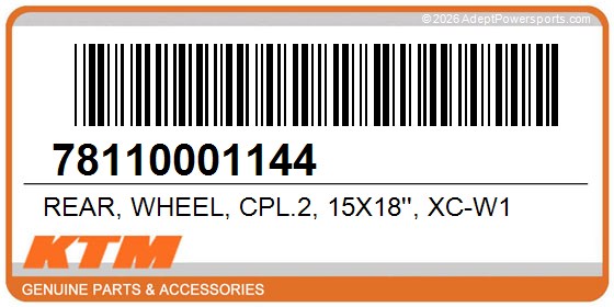 KTM 78110001144 Rear, Wheel, Cpl.2, 15X18'', Xc-W1