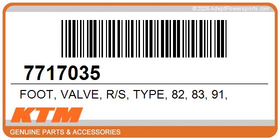 KTM 7717035 Foot, Valve, R/S, Type, 82, 83, 91,