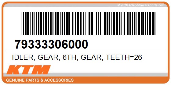 KTM 79333306000 Idler, Gear, 6Th, Gear, Teeth=26