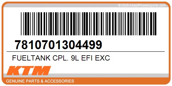 KTM 7810701304499 Fueltank Cpl. 9L Efi Exc