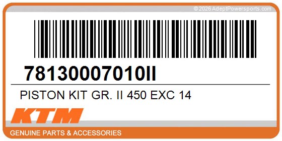 KTM 78130007010II Piston Kit Gr. Ii 450 Exc 14