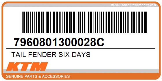 KTM 7960801300028C Tail Fender Six Days
