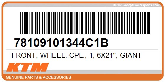 KTM 78109101344C1B Front, Wheel, Cpl., 1, 6X21", Giant