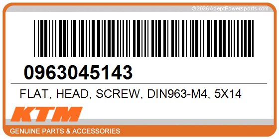 KTM 0963045143 Flat, Head, Screw, Din963-M4, 5X14