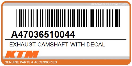 KTM A47036510044 Exhaust Camshaft With Decal
