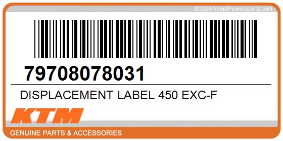 KTM 79708078031 Displacement Label 450 Exc-F