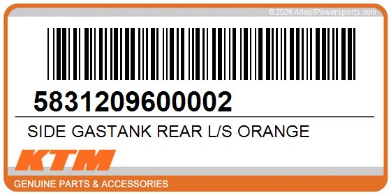 KTM 5831209600002 Side Gastank Rear L/S Orange