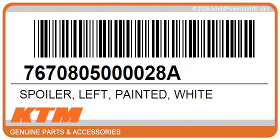 KTM 7670805000028A Spoiler, Left, Painted, White