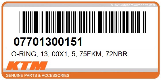 KTM 07701300151 O-Ring, 13, 00X1, 5, 75Fkm, 72Nbr