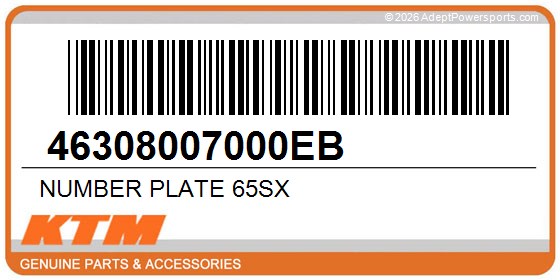 KTM 46308007000EB Number Plate 65Sx