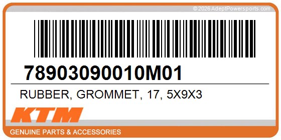 KTM 78903090010M01 Rubber, Grommet, 17, 5X9x3