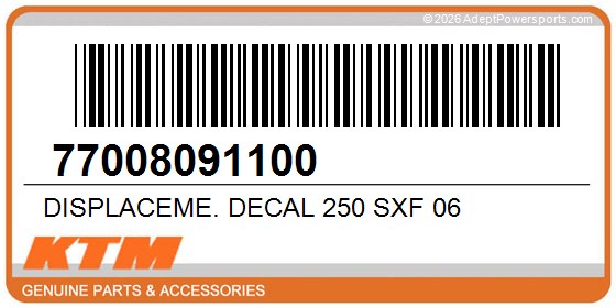 KTM 77008091100 Displaceme. Decal 250 Sxf 06