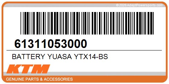 KTM 61311053000 Battery Yuasa Ytx14-Bs