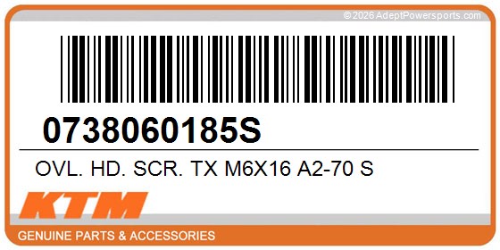 KTM 0738060185S Ovl. Hd. Scr. Tx M6x16 A2-70 S