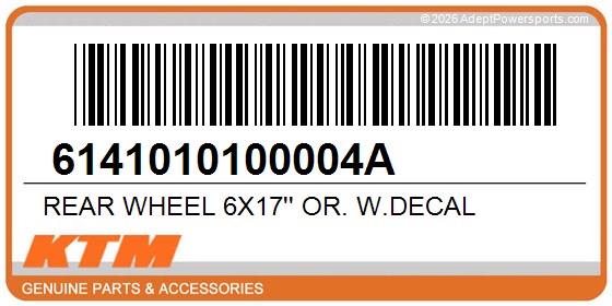 KTM 6141010100004A Rear Wheel 6X17'' Or. W.Decal