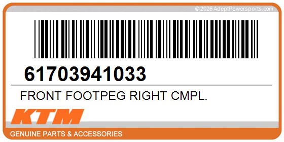 KTM 61703941033 Front Footpeg Right Cmpl.