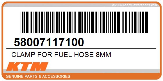 KTM 58007117100 Clamp For Fuel Hose 8Mm