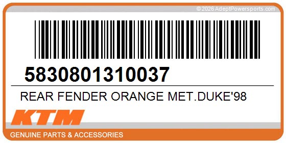 KTM 5830801310037 Rear Fender Orange Met.Duke'98