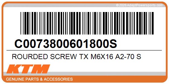 KTM C0073800601800S Rourded Screw Tx M6x16 A2-70 S