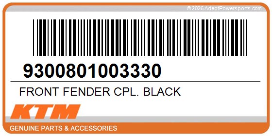KTM 9300801003330 Front Fender Cpl. Black