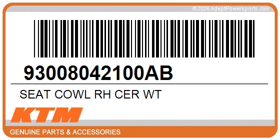 KTM 93008042100AB Seat Cowl Rh Cer Wt