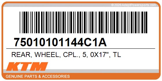 KTM 75010101144C1A Rear, Wheel, Cpl., 5, 0X17", Tl
