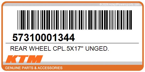 KTM 57310001344 Rear Wheel Cpl.5X17'' Unged.