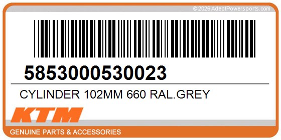 KTM 5853000530023 Cylinder 102Mm 660 Ral.Grey