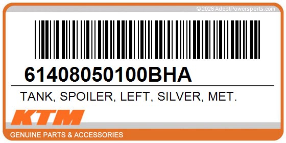 KTM 61408050100BHA Tank, Spoiler, Left, Silver, Met.