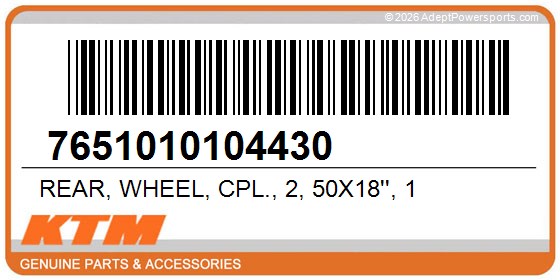 KTM 7651010104430 Rear, Wheel, Cpl., 2, 50X18'', 1