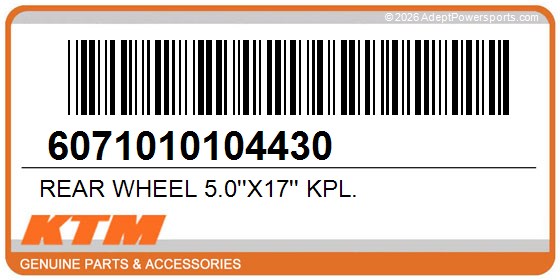 KTM 6071010104430 Rear Wheel 5.0''X17'' Kpl.