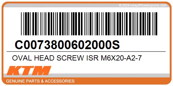 KTM C0073800602000S Oval Head Screw Isr M6x20-A2-7
