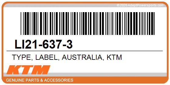 KTM LI21-637-3 Type, Label, Australia, Ktm