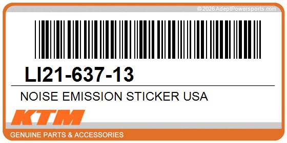 KTM LI21-637-13 Noise Emission Sticker Usa