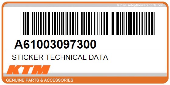 KTM A61003097300 Sticker Technical Data