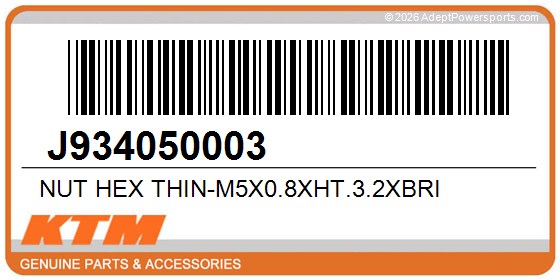 KTM J934050003 Nut Hex Thin-M5x0.8Xht.3.2Xbri