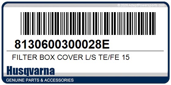 Husqvarna 8130600300028E Filter Box Cover L/S Te/Fe 15
