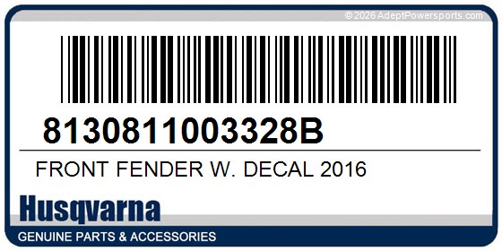 Husqvarna 8130811003328B Front Fender W. Decal 2016